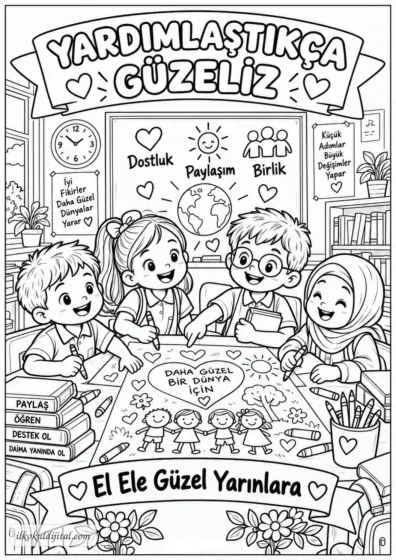 İlk Dersimiz Kardeşlik Boyama Sayfası 6