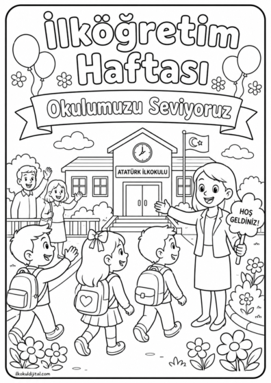 İlköğretim Haftası Boyama Sayfası 1