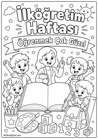 İlköğretim Haftası Boyama Sayfası 4
