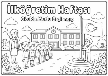 İlköğretim Haftası Boyama Sayfası 7