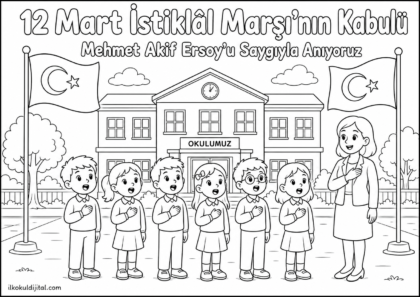 İstiklal Marşı'nın Kabulü Boyama Sayfası 7