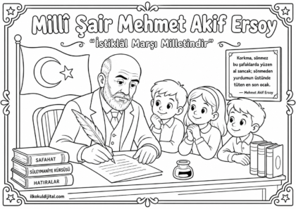 İstiklal Marşı'nın Kabulü Boyama Sayfası 8