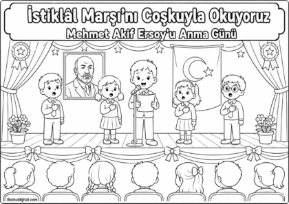 İstiklal Marşı'nın Kabulü Boyama Sayfası 11