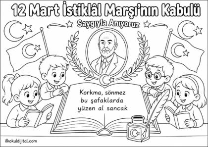 İstiklal Marşı'nın Kabulü Boyama Sayfası 12