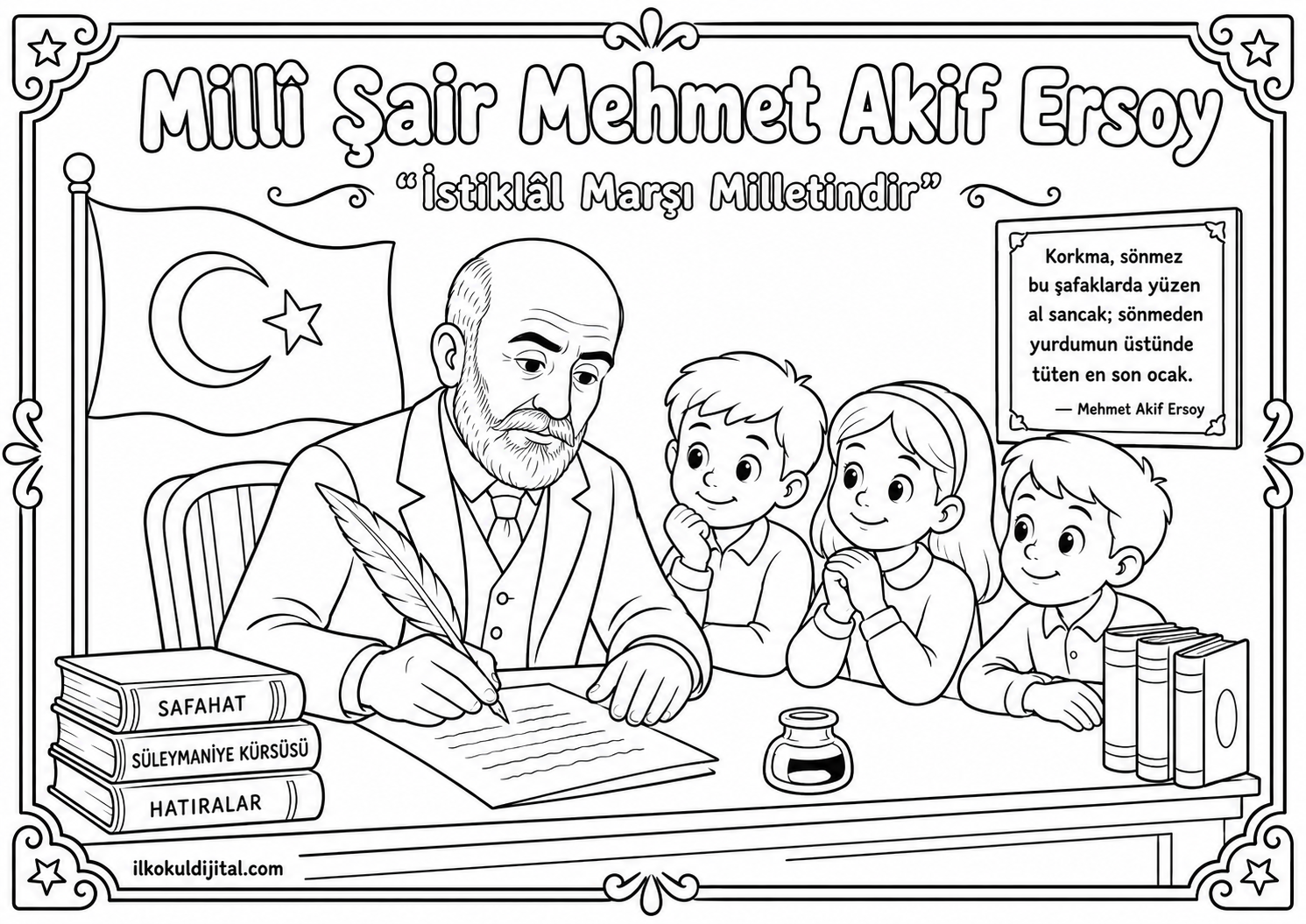 İstiklal Marşı'nın Kabulü Boyama Sayfası 8