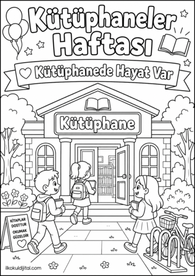 Kütüphaneler Haftası Boyama Sayfası 4