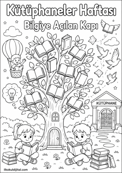Kütüphaneler Haftası Boyama Sayfası 5