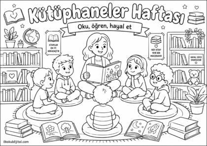 Kütüphaneler Haftası Boyama Sayfası 7