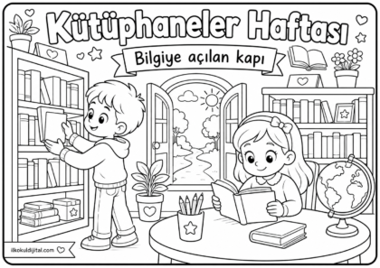 Kütüphaneler Haftası Boyama Sayfası 8