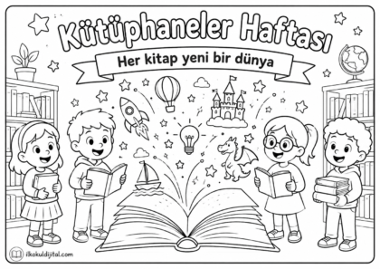 Kütüphaneler Haftası Boyama Sayfası 9