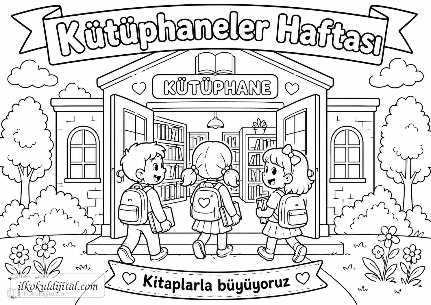 Kütüphaneler Haftası Boyama Sayfası 6