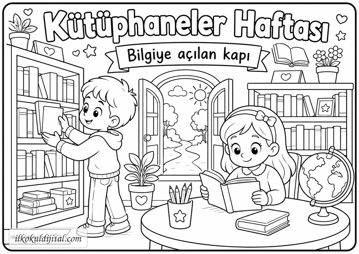Kütüphaneler Haftası Boyama Sayfası 8