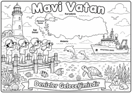 Mavi Vatan Boyama Sayfası 3