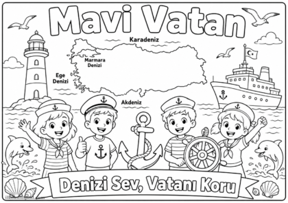 Mavi Vatan Boyama Sayfası 5