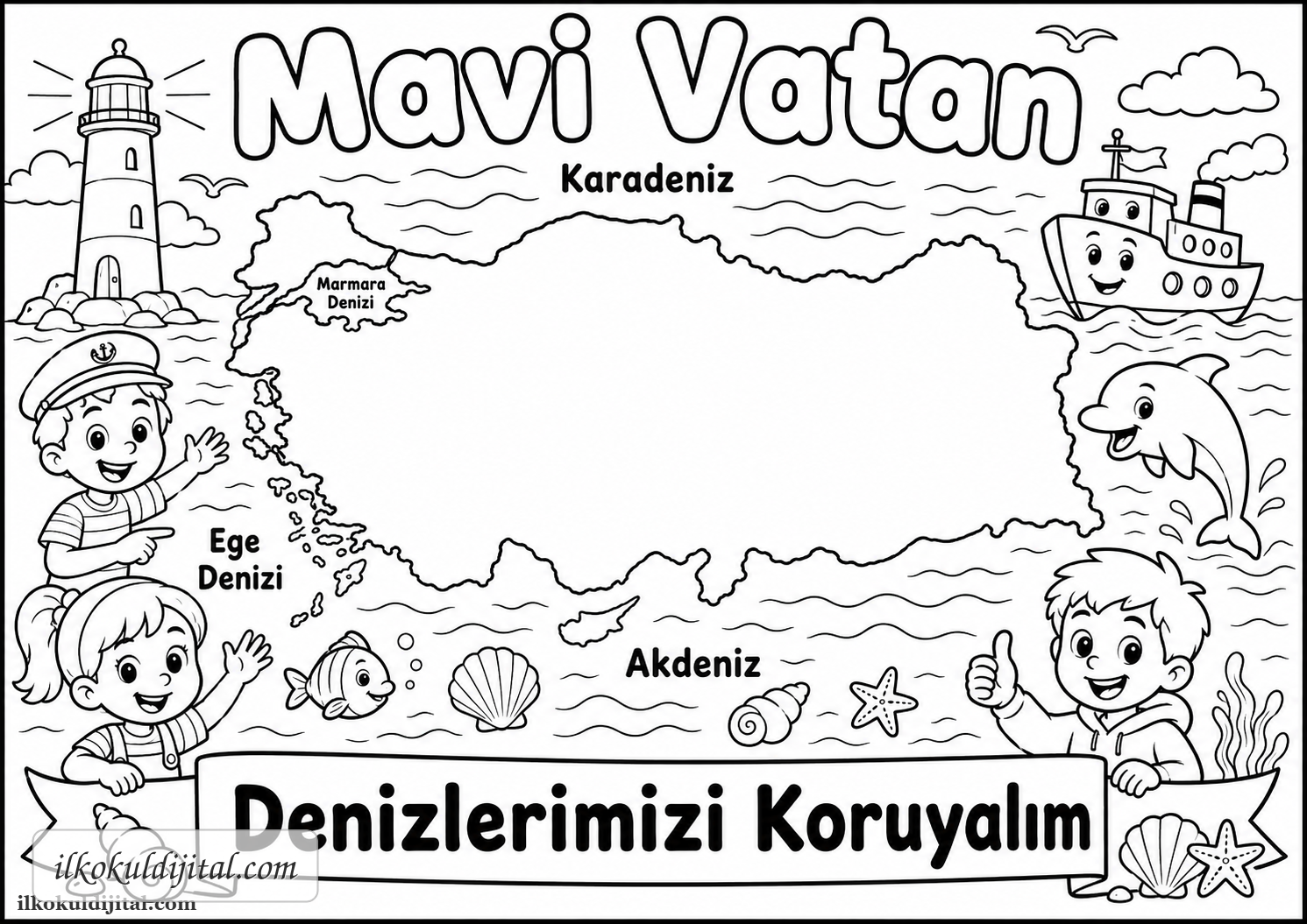 Mavi Vatan Boyama Sayfası 4