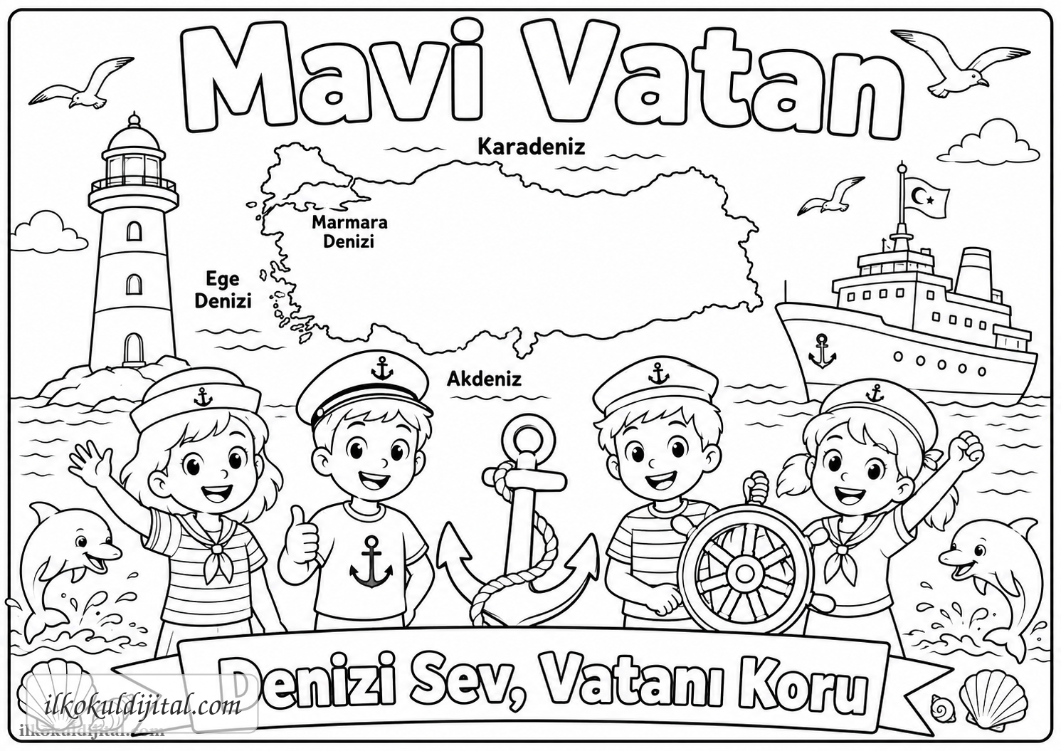 Mavi Vatan Boyama Sayfası 5