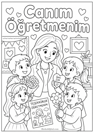 Öğretmenler Günü Boyama Sayfası 3