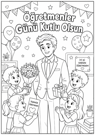 Öğretmenler Günü Boyama Sayfası 5
