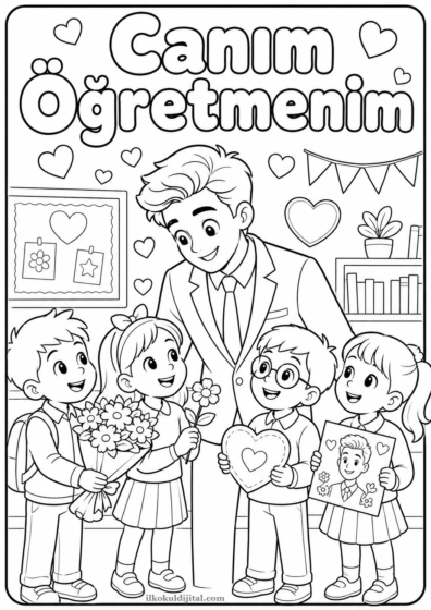Öğretmenler Günü Boyama Sayfası 6