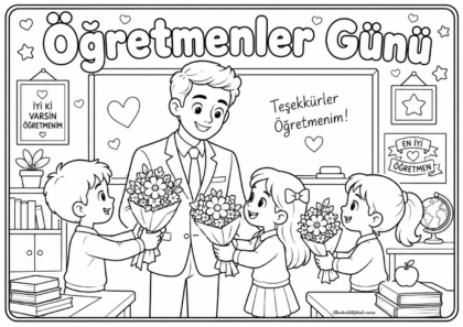 Öğretmenler Günü Boyama Sayfası 8