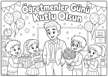 Öğretmenler Günü Boyama Sayfası 9