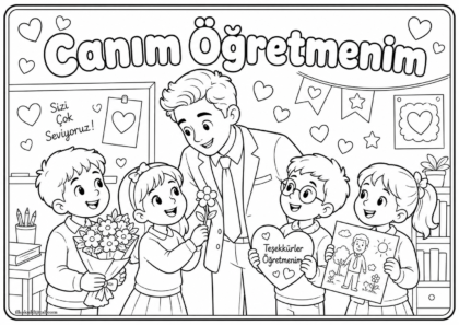 Öğretmenler Günü Boyama Sayfası 10