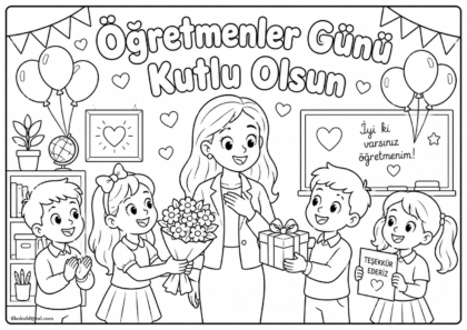 Öğretmenler Günü Boyama Sayfası 12