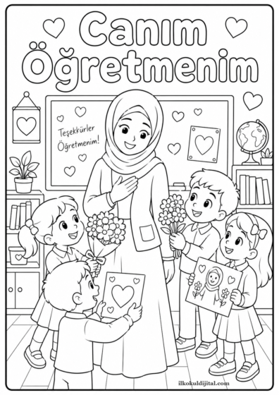 Öğretmenler Günü Boyama Sayfası 7