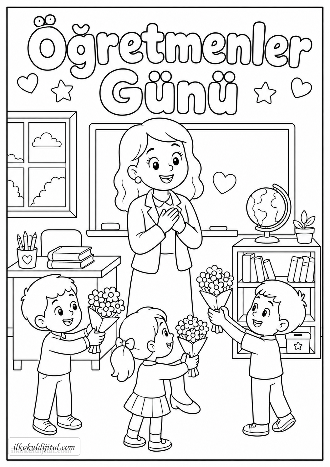 Öğretmenler Günü Boyama Sayfası 1