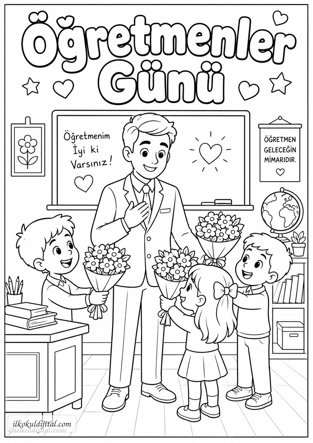 Öğretmenler Günü Boyama Sayfası 4