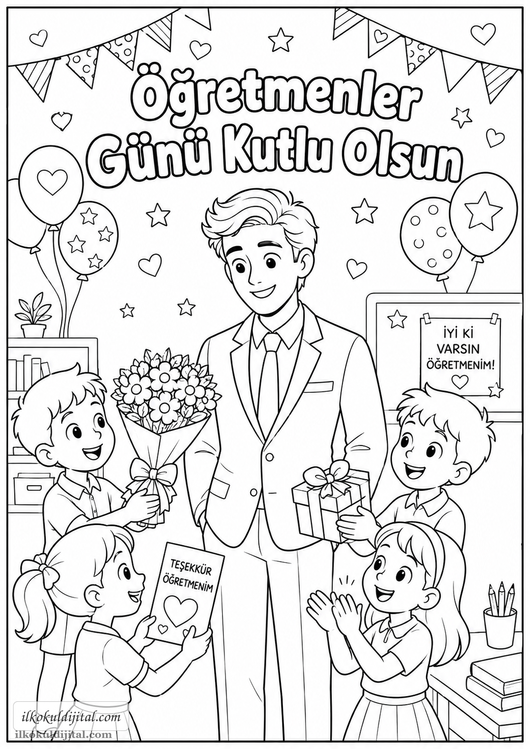Öğretmenler Günü Boyama Sayfası 5