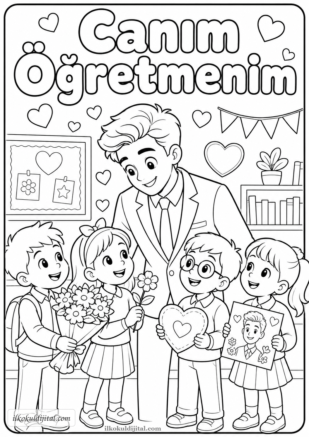 Öğretmenler Günü Boyama Sayfası 6