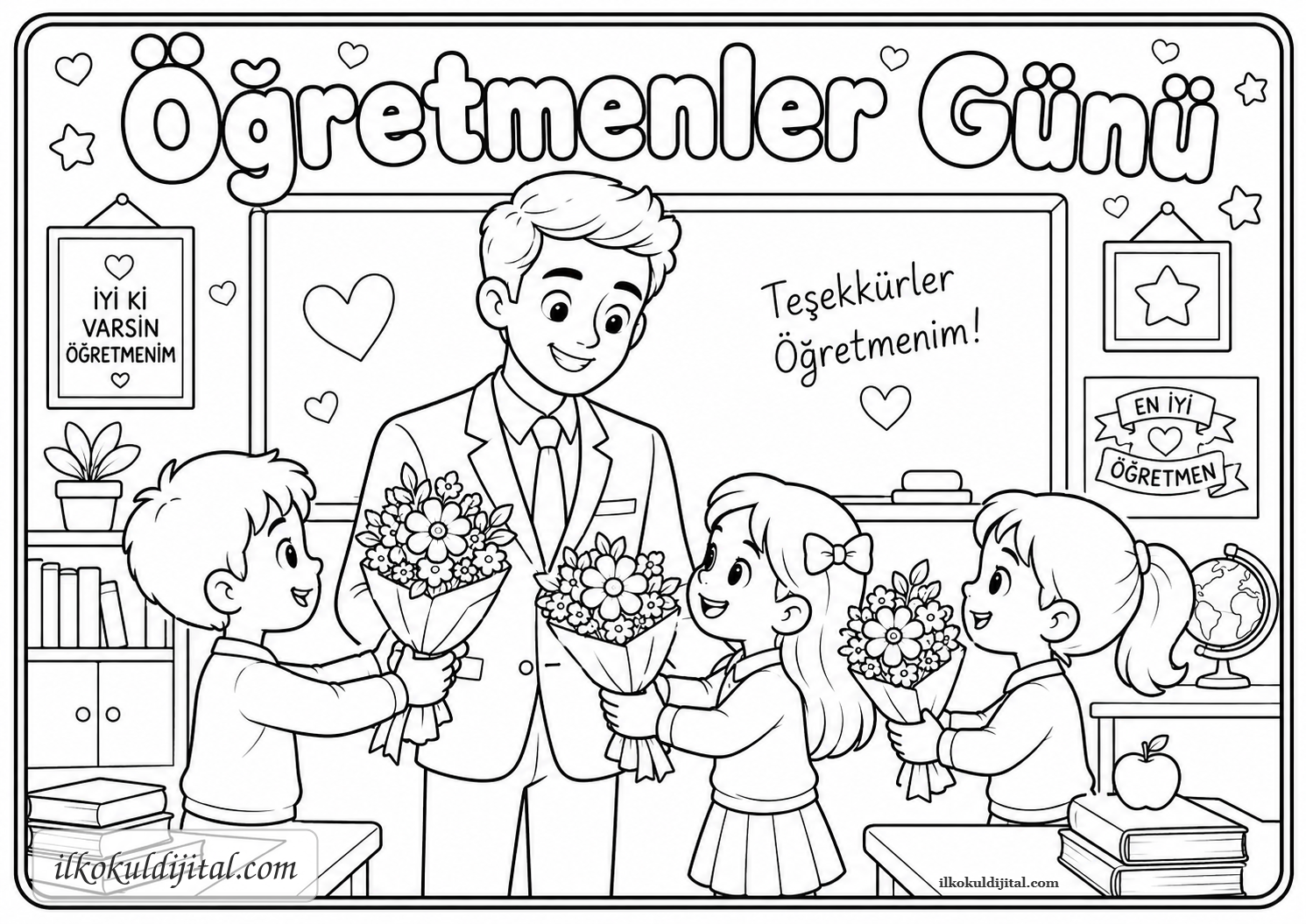Öğretmenler Günü Boyama Sayfası 8