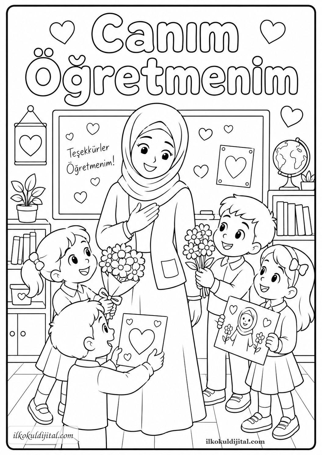 Öğretmenler Günü Boyama Sayfası 7