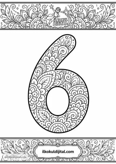 6 Rakami Mandala Boyama Sayfası