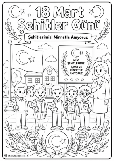 Şehitler Günü Boyama Sayfası 1