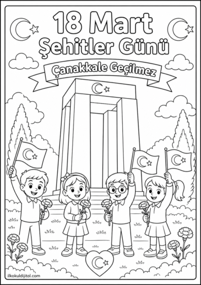 Şehitler Günü Boyama Sayfası 3