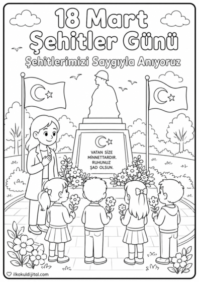 Şehitler Günü Boyama Sayfası 6