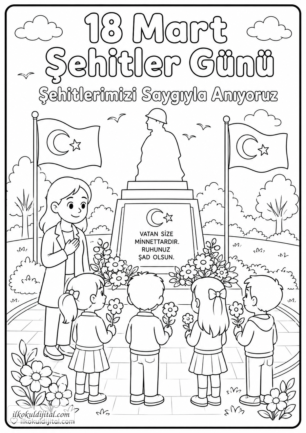 Şehitler Günü Boyama Sayfası 6
