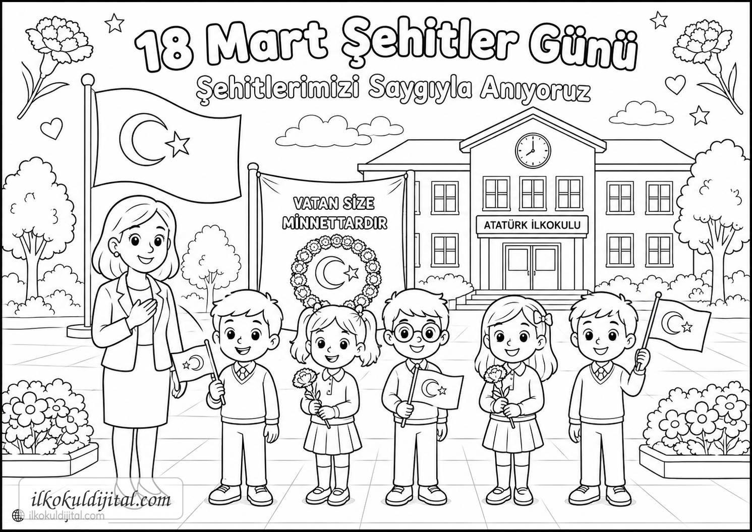 Şehitler Günü Boyama Sayfası 7