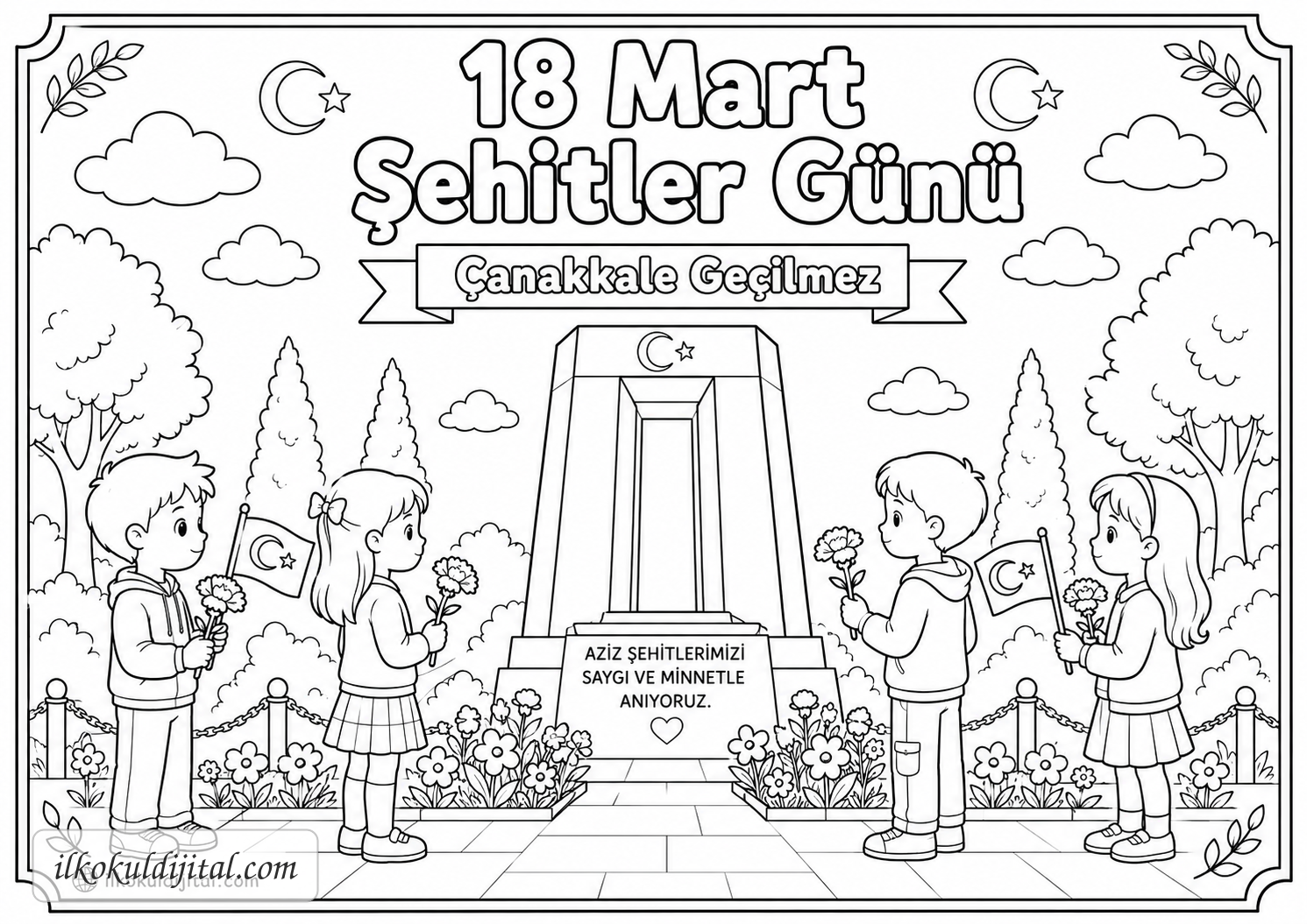 Şehitler Günü Boyama Sayfası 8