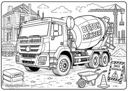 Beton Mikseri Boyama Sayfası