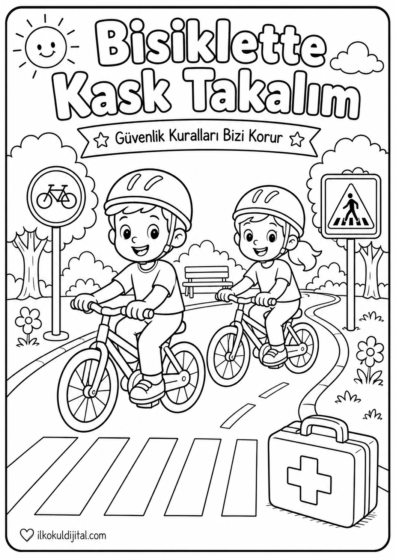 Trafik ve İlkyardım Haftası Boyama Sayfası 3