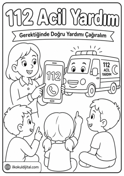 Trafik ve İlkyardım Haftası Boyama Sayfası 6