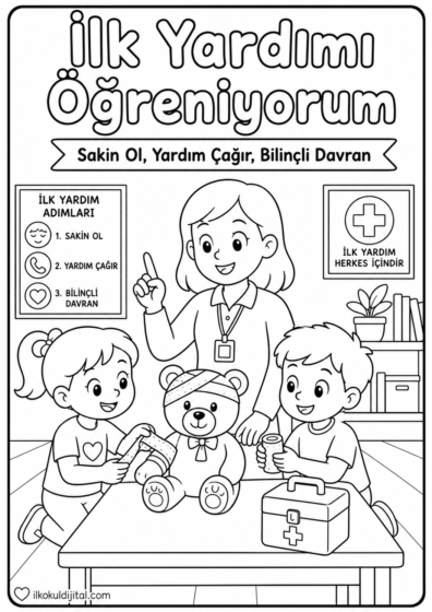 Trafik ve İlkyardım Haftası Boyama Sayfası 8