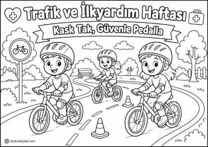 Trafik ve İlkyardım Haftası Boyama Sayfası 12