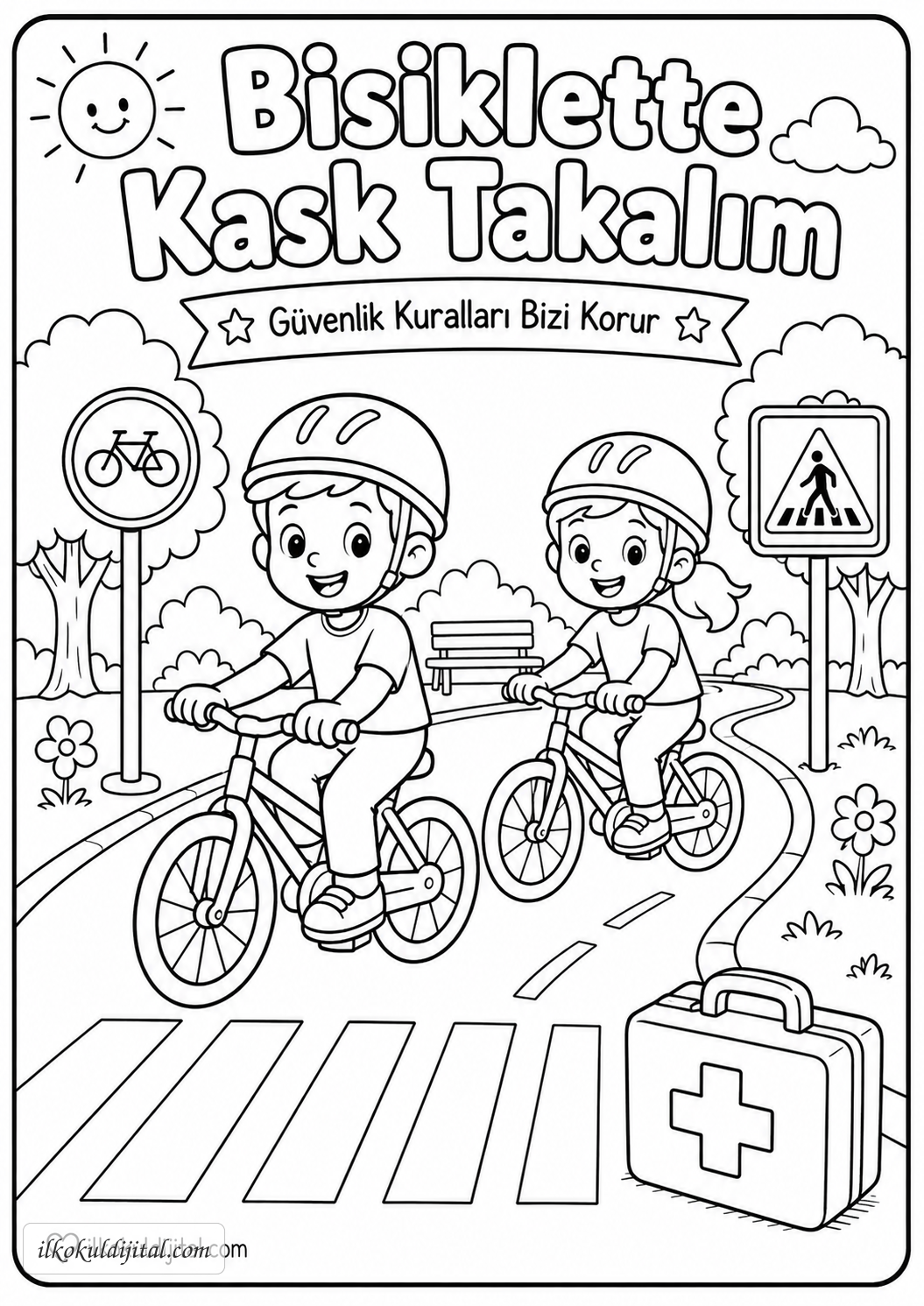 Trafik ve İlkyardım Haftası Boyama Sayfası 3