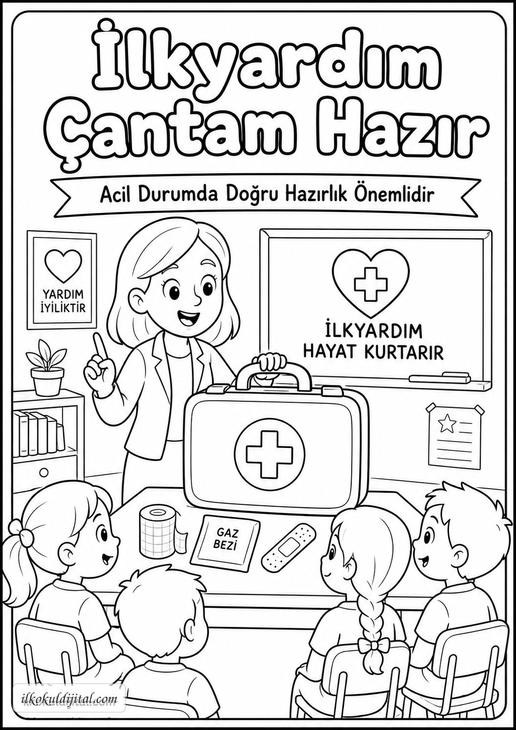 Trafik ve İlkyardım Haftası Boyama Sayfası 5