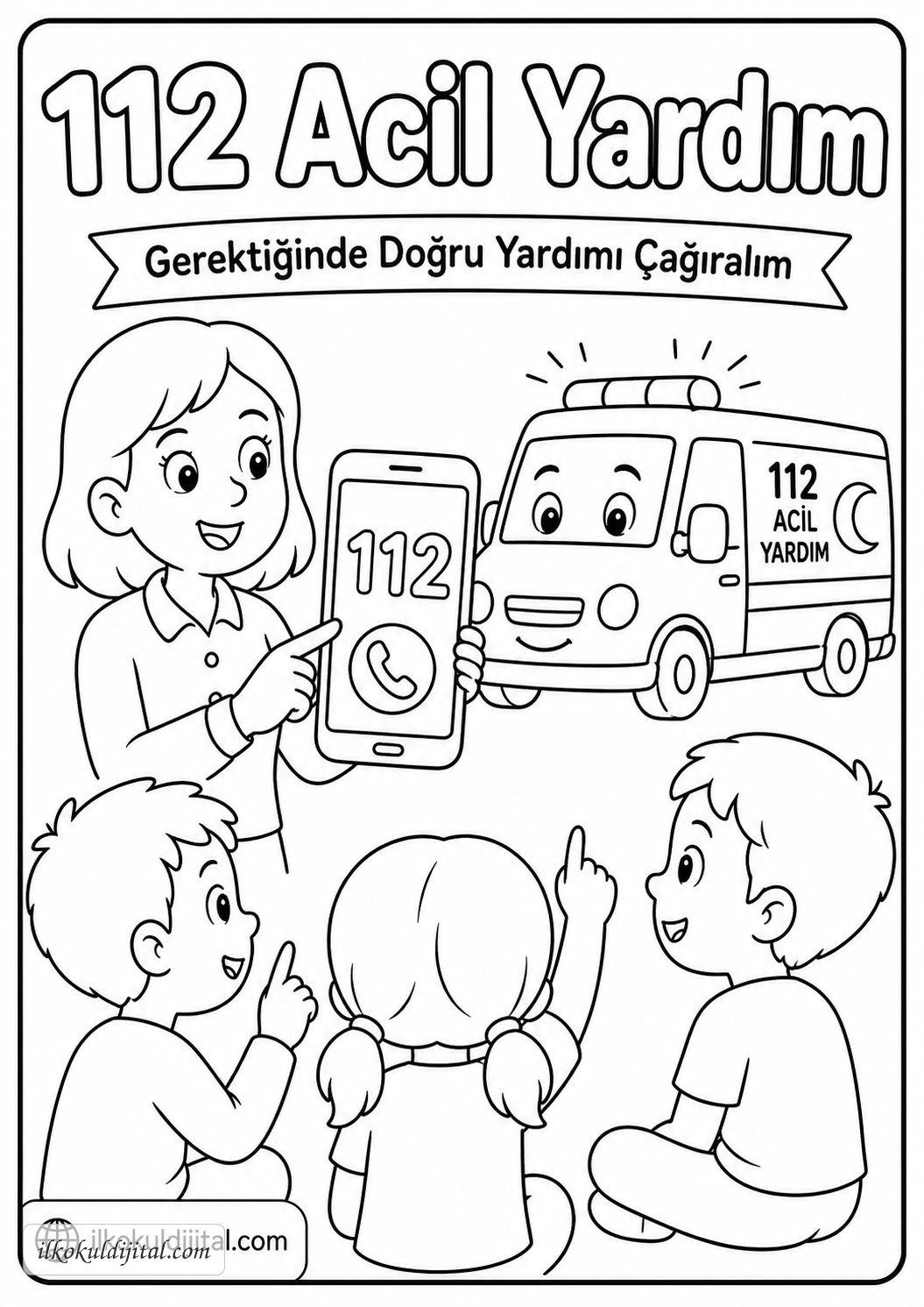 Trafik ve İlkyardım Haftası Boyama Sayfası 6