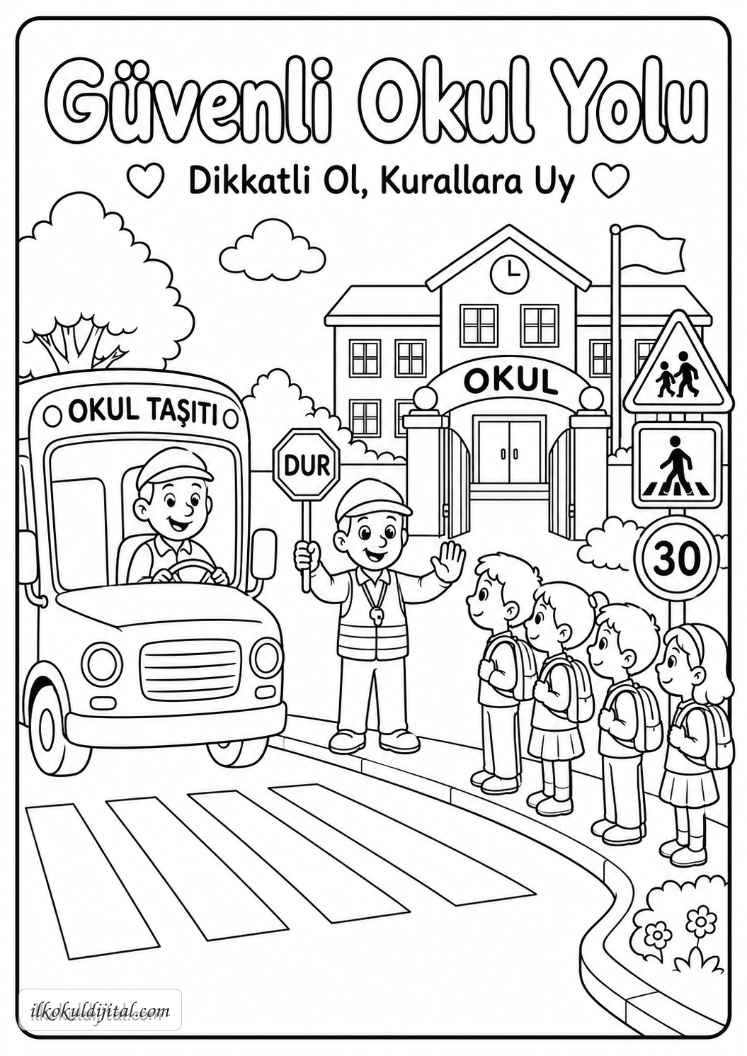 Trafik ve İlkyardım Haftası Boyama Sayfası 7